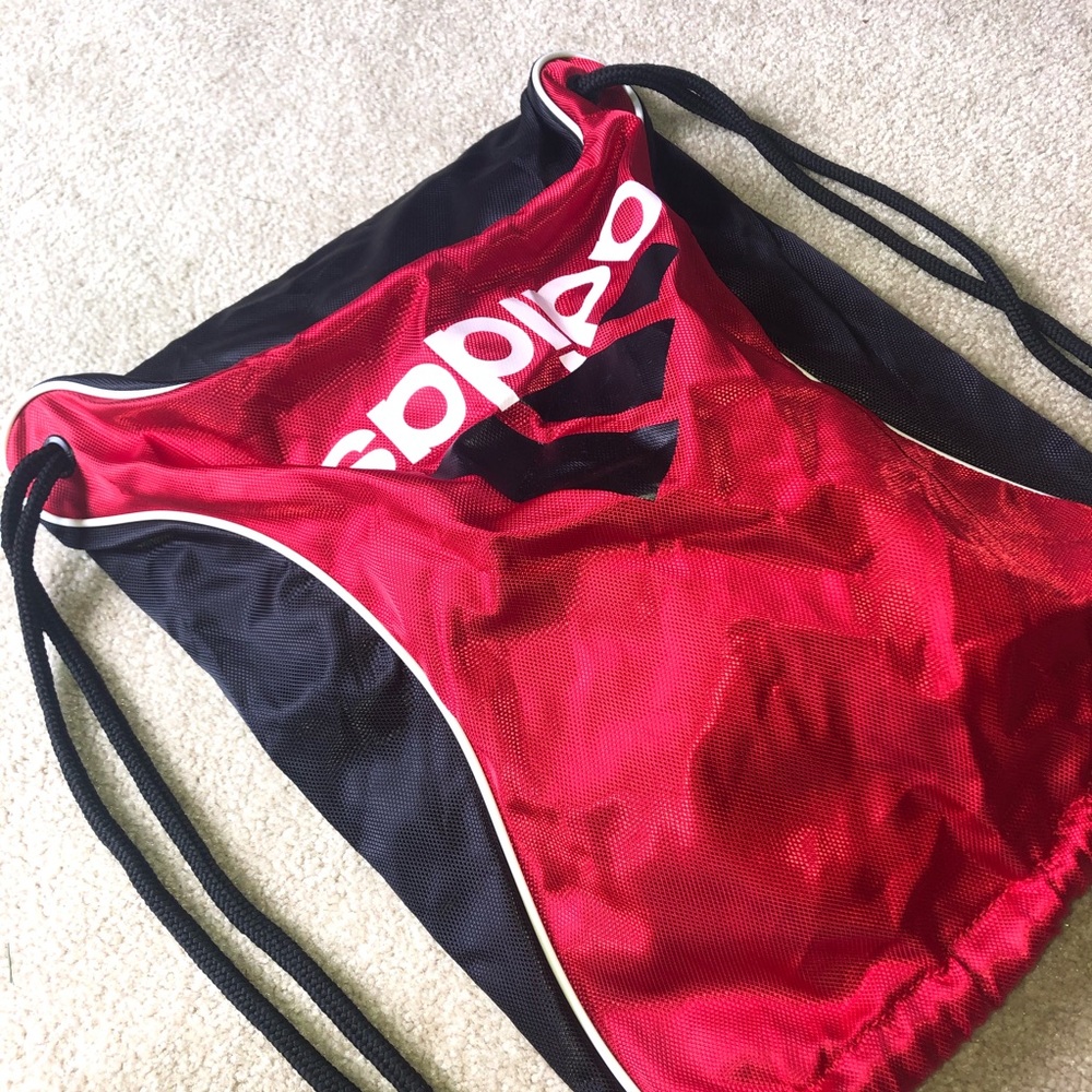 Adidas Drawstring Backpack Athletic Bag Red - Picture 7 of 8